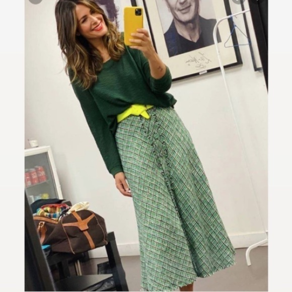 Zara Tweed High Waist Fringe Hem Button Dawn Flowy Midi skirt - Picture 12 of 12